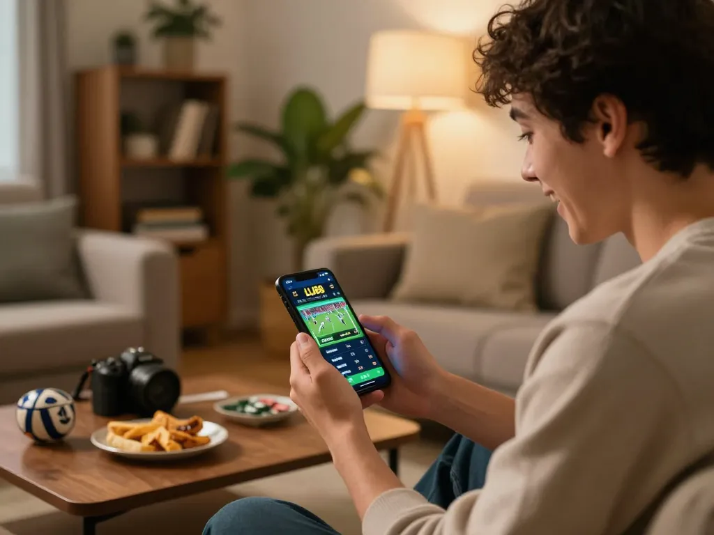 Experience live sports betting on the LU88 app in a cozy home environment.