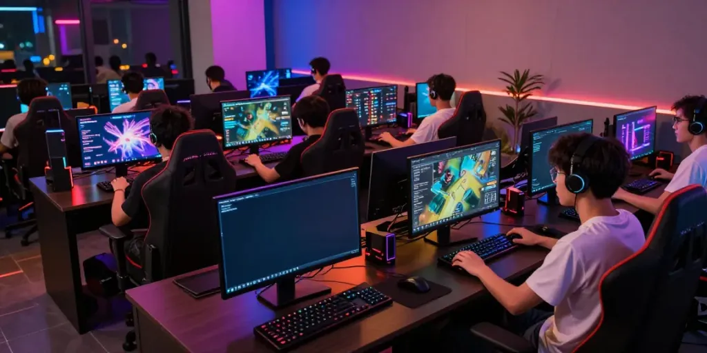 SINGATOTO online gaming environment with players immersed in real-time gaming activities.