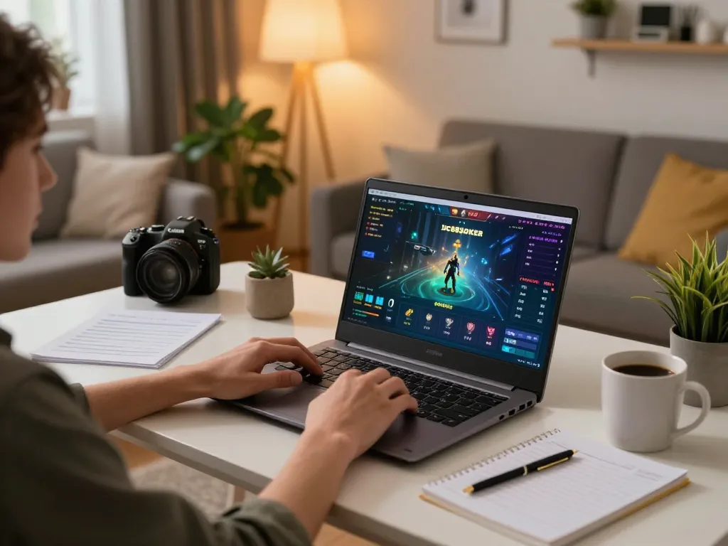 Engaged player enjoying the IDC88JOKER gaming experience in a cozy home setting, showcasing personal entertainment.