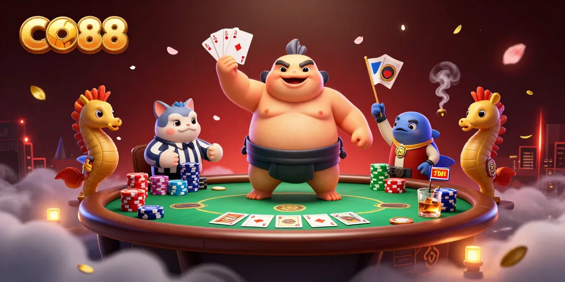 Engage in thrilling poker action with CO88 in a vibrant underwater casino scene.