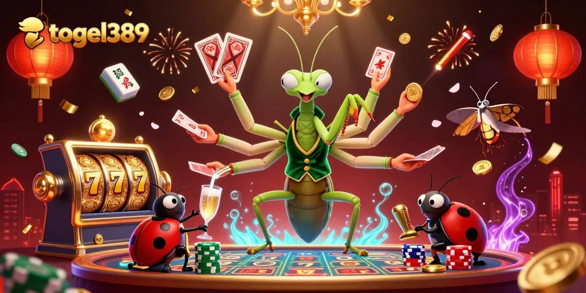 Experience the thrill of togel389 with a vibrant 3D casino scene featuring unique characters and lively game elements.