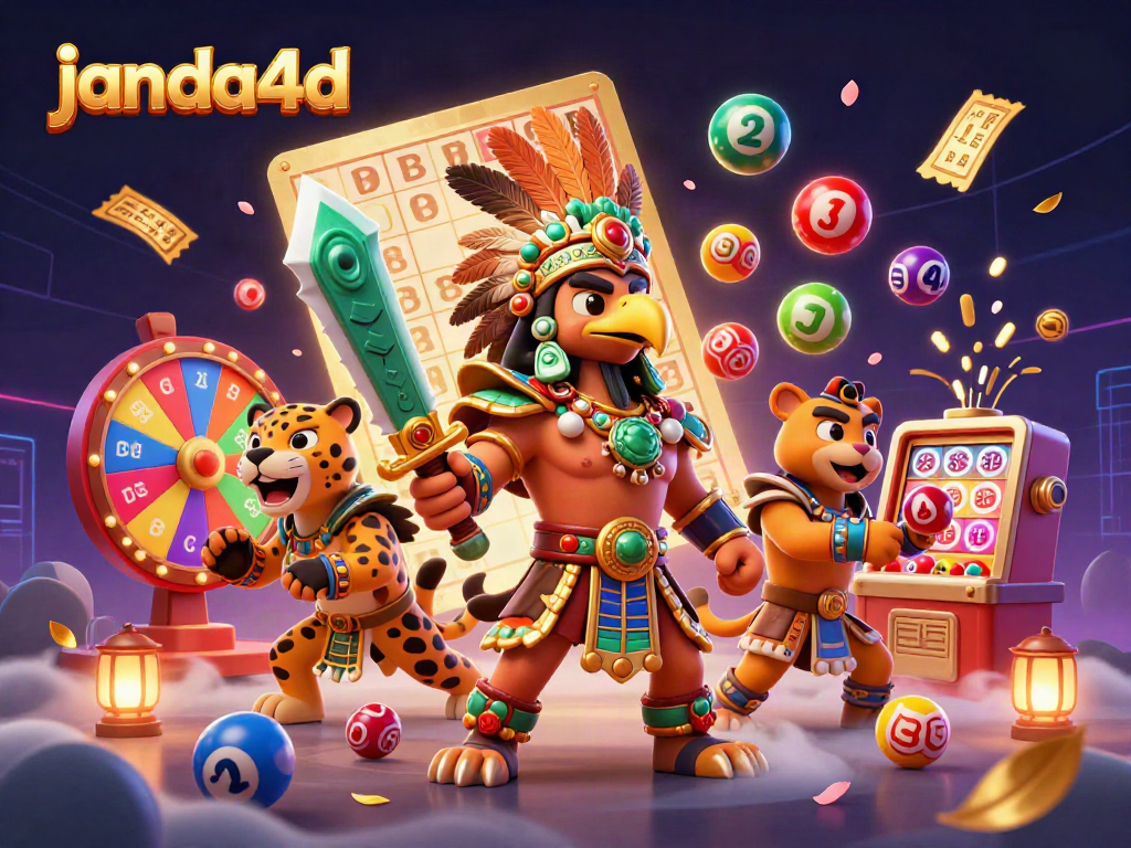 Gambar janda4d yang menampilkan pejuang Aztec dalam festival lotere yang penuh warna