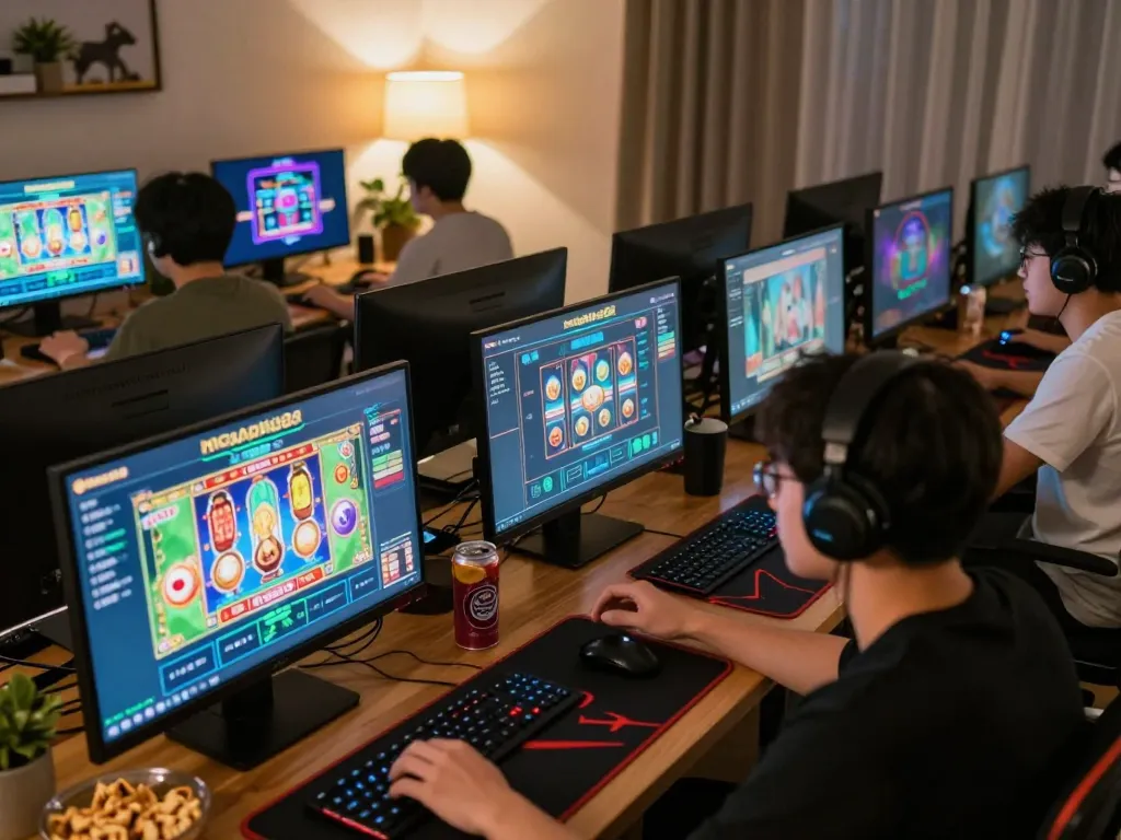 Engaged players on megaplus88 enjoying online casino games in comfortable settings.