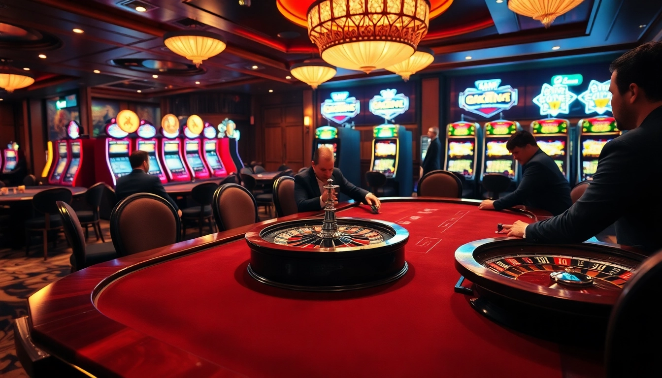 Engaging high-stakes casino scene featuring Okking-themed poker and roulette action