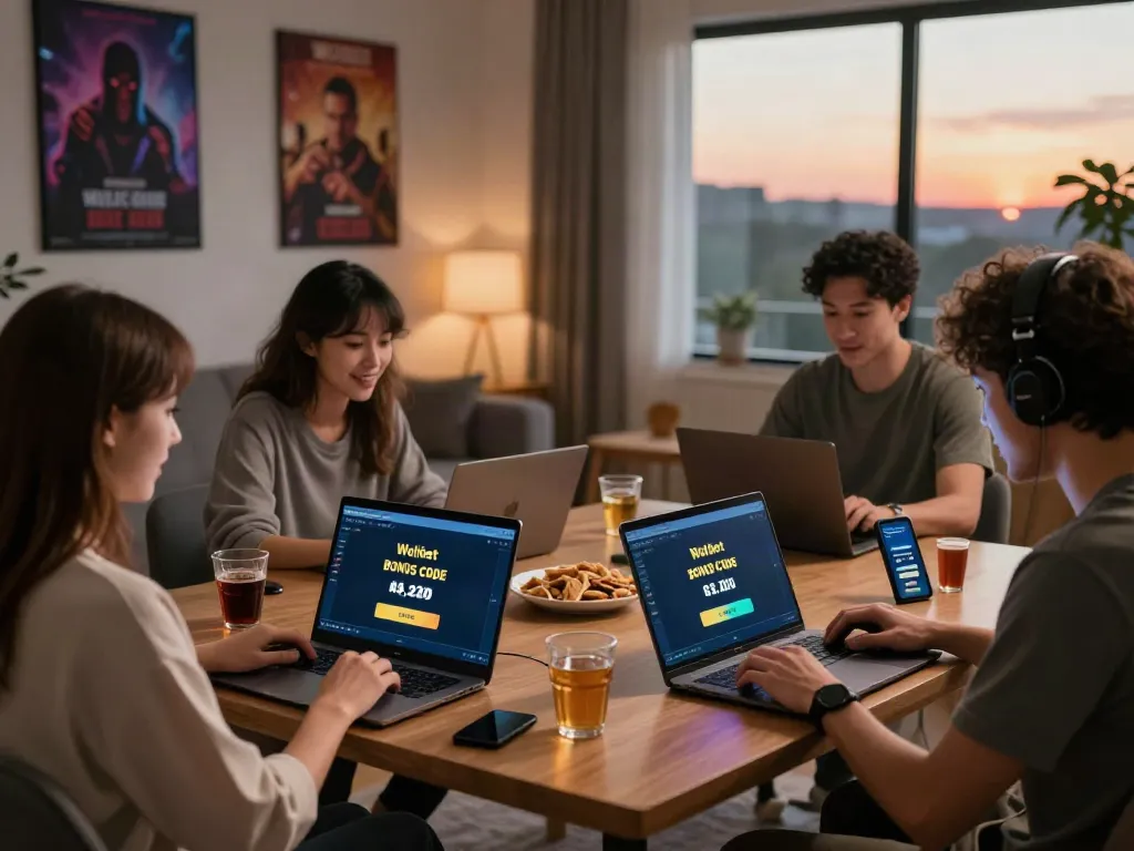 Engaged players at home utilizing the Wolfbet bonus code for online crypto gambling