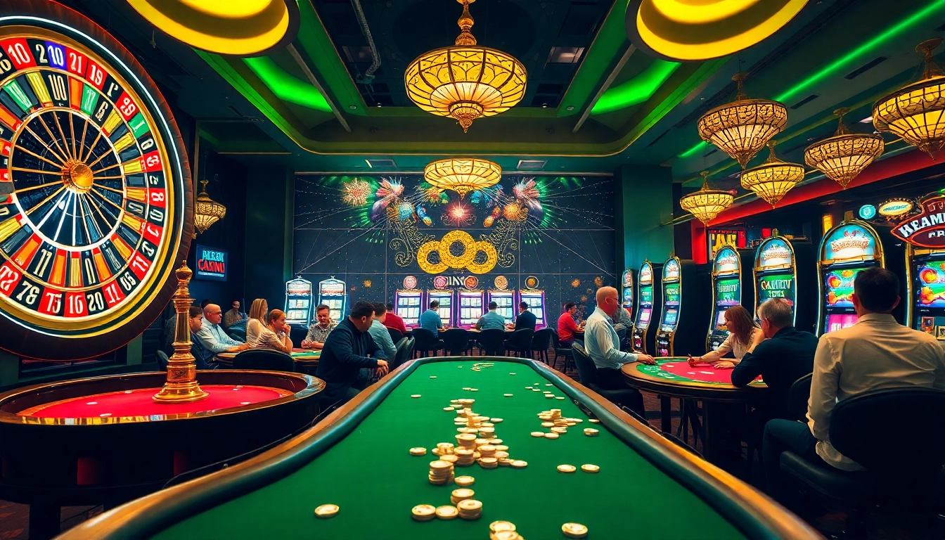 Experience thrilling gameplay at https://rr88.bar/ with luxurious casino tables, vibrant slot machines, and eager players.