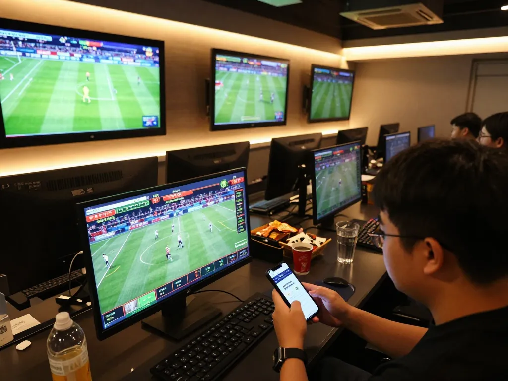 Engaging sports viewer checking xem tỷ số bongdalu app for live betting updates.
