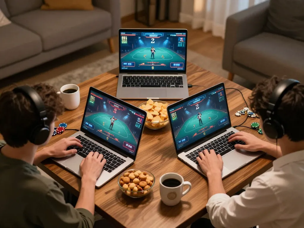 Players enjoying poker on Win678's platform with engaging online games and cozy ambiance.