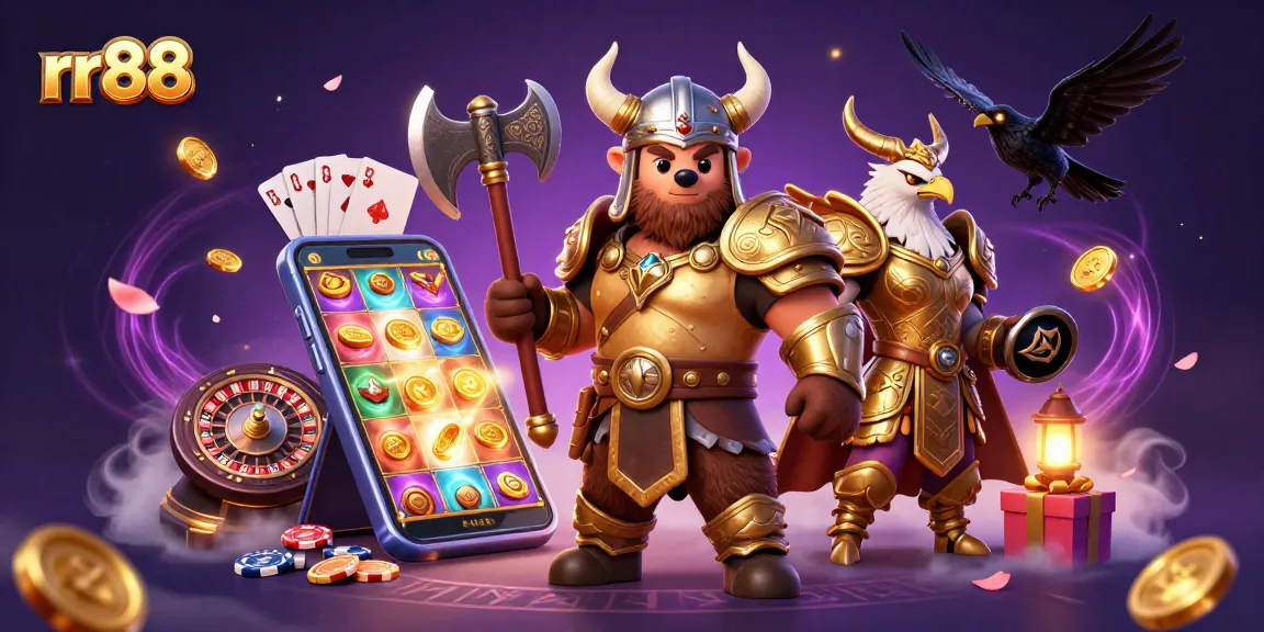 Engage in thrilling gaming at rr88 with a Viking bear, Valkyrie, and dynamic casino elements.