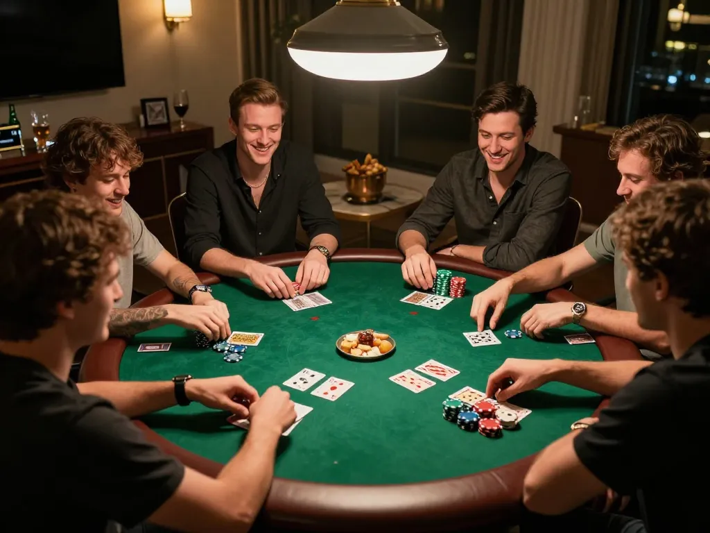 Experience an engaging home poker night with bet789, featuring vibrant gameplay and strategic camaraderie.