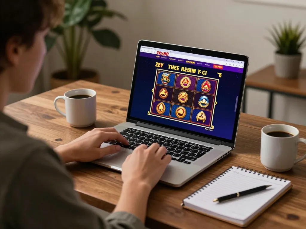 Engaging online gameplay at Sky88 on a cozy home desk with vibrant graphics displayed
