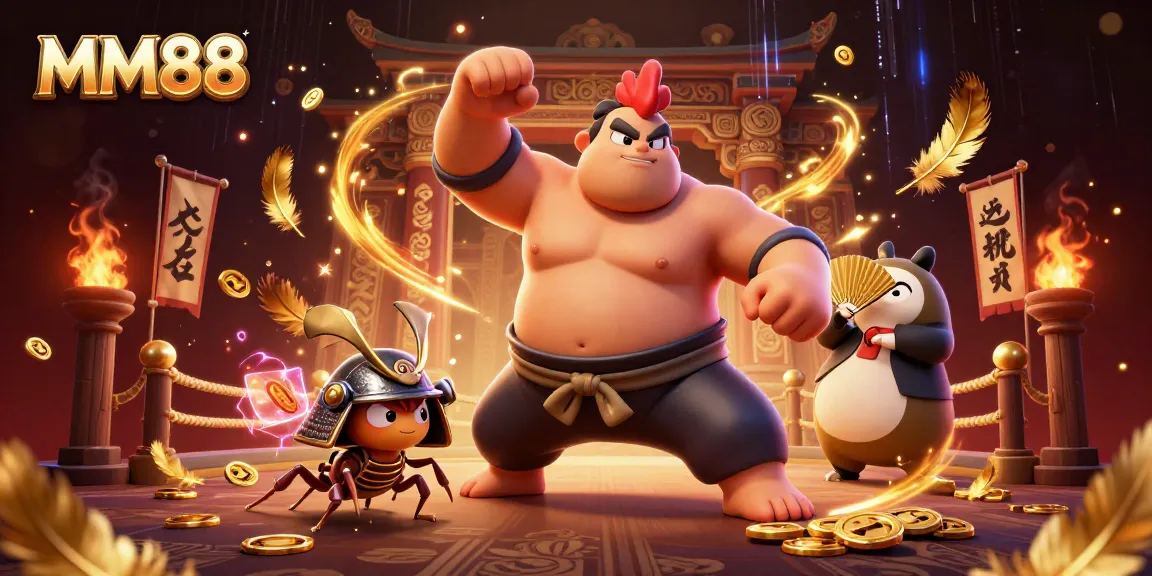 Experience excitement with MM88 in this vibrant and dynamic casino illustration scene.