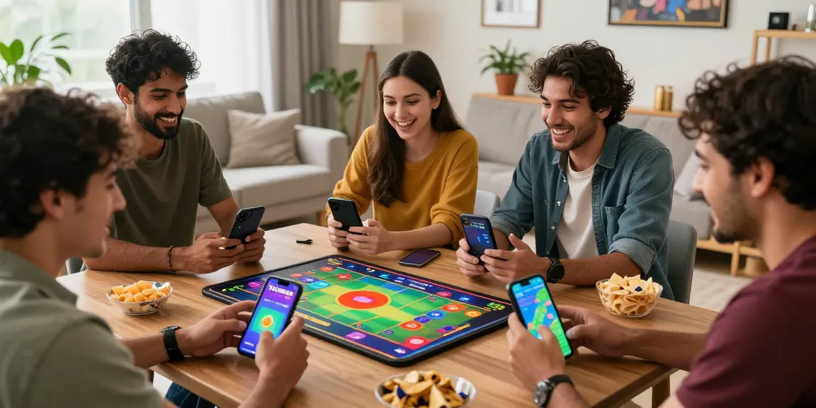 Players enjoying Tiranga Games on mobile devices in a lively gaming environment.