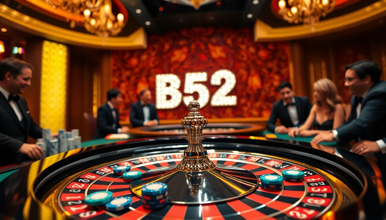 Players enjoying a thrilling game at B52 casino, capturing the essence of excitement and camaraderie.