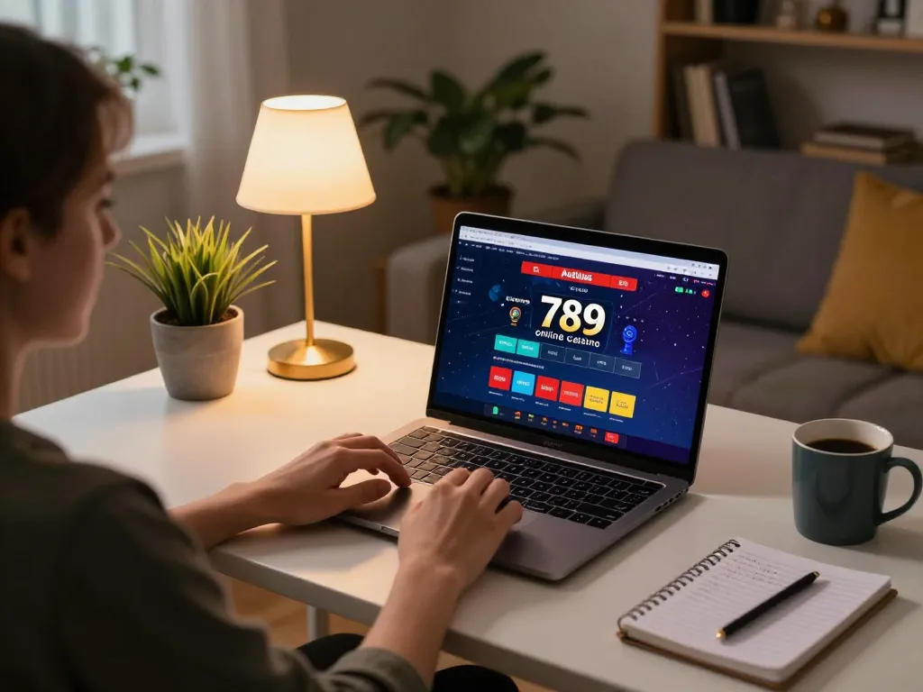 Engaging in online casino gameplay at home with the 789 platform, capturing a strategic moment during betting