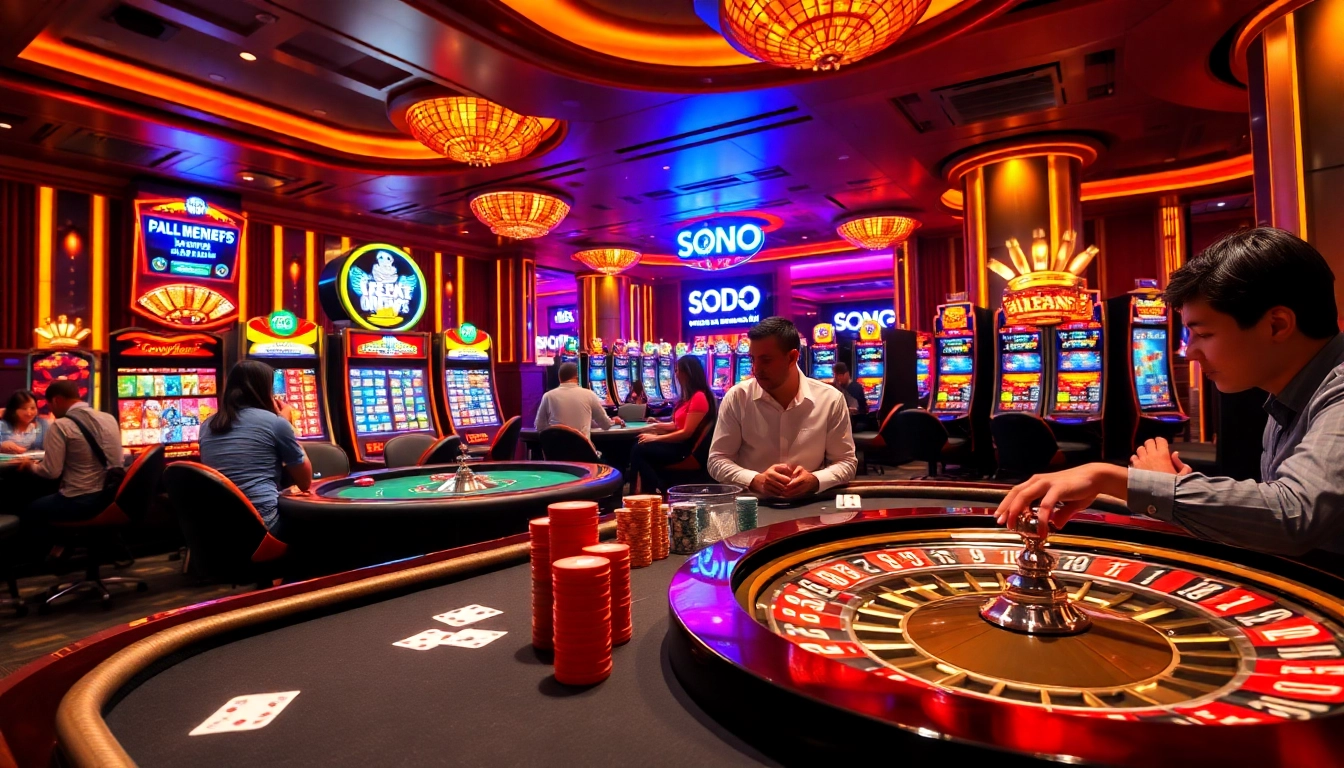 Experience the thrill of SODO Casino with vibrant poker games and exciting slot machines.