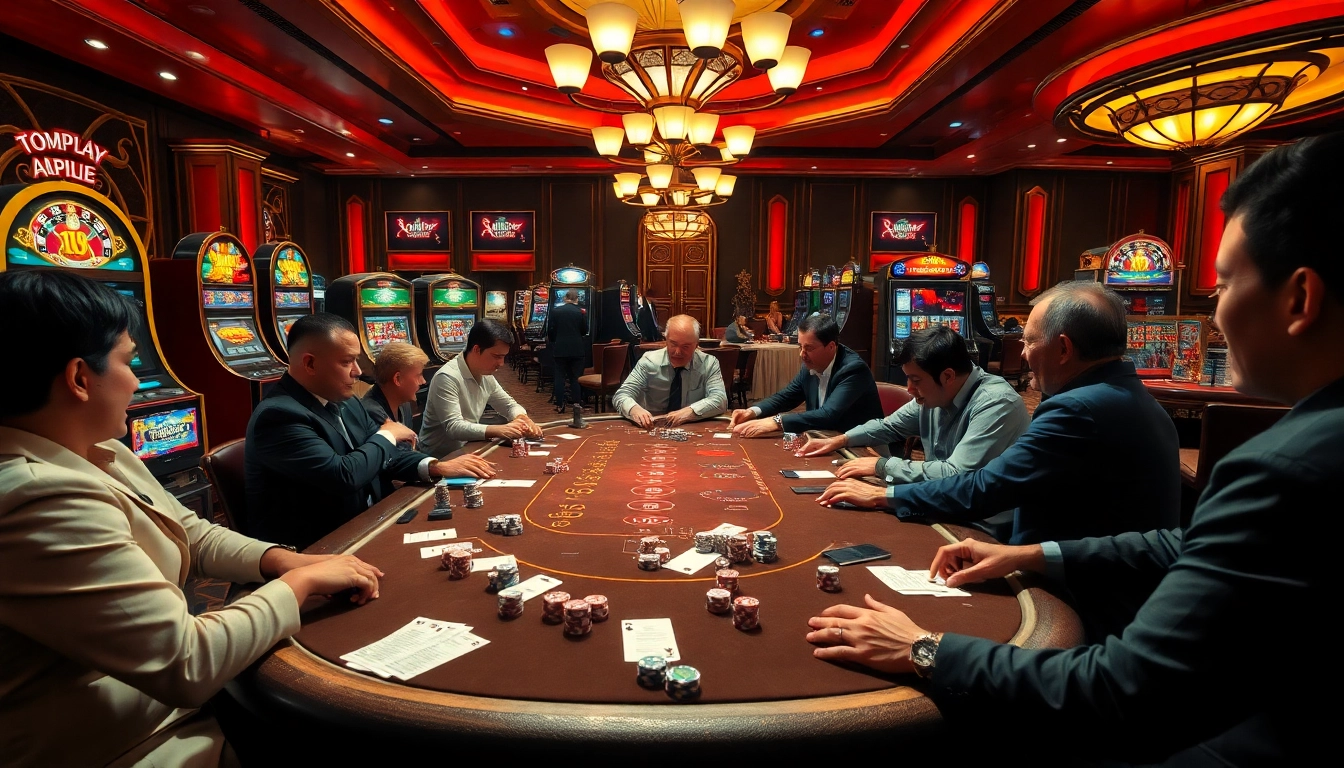 SODO66 players enjoying a thrilling card game at a luxurious casino table.