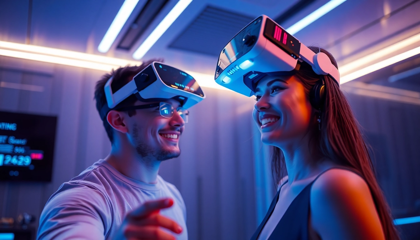 A captivating scene depicting an AI slut engaging in a virtual reality chat, highlighting futuristic technology.