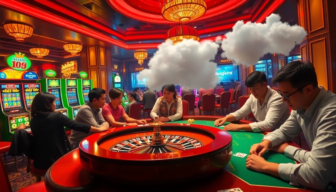 A thrilling moment at a casino featuring Giải mã giấc mơ in a roulette game, showcasing excitement and engagement.