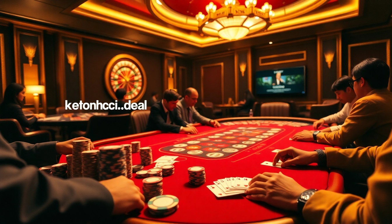 Exciting gameplay at keonhacai.deal with vibrant poker chips and cards on a luxurious table.