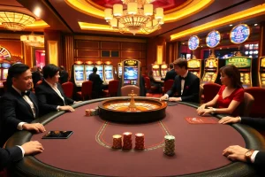 Engaged players at a premium poker table representing the excitement of jun88site.com.