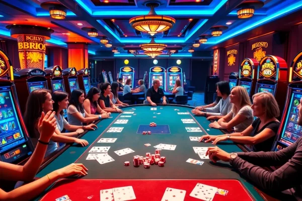 Experience the excitement of BRO138 slot machines in a luxurious casino setting.